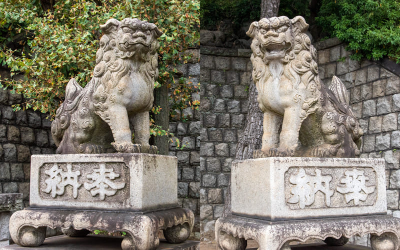 品川神社　入り口鳥居前の狛犬